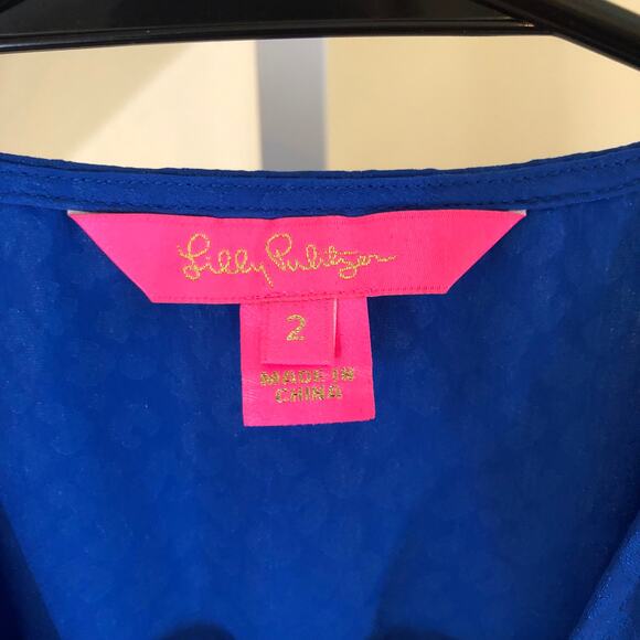 Lilly Pulitzer EUC Women's Cristiana Faux Wrap Dress Ikat Blue Size 2 - Picture 4 of 12